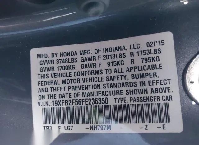 19XFB2F56FE236350 2015 2015 Honda Civic- LX 9