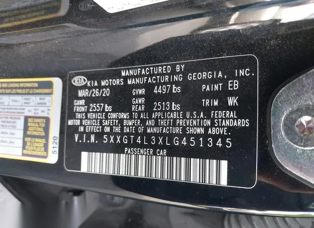 5XXGT4L3XLG451345 2020 2020 KIA Optima- LX 9