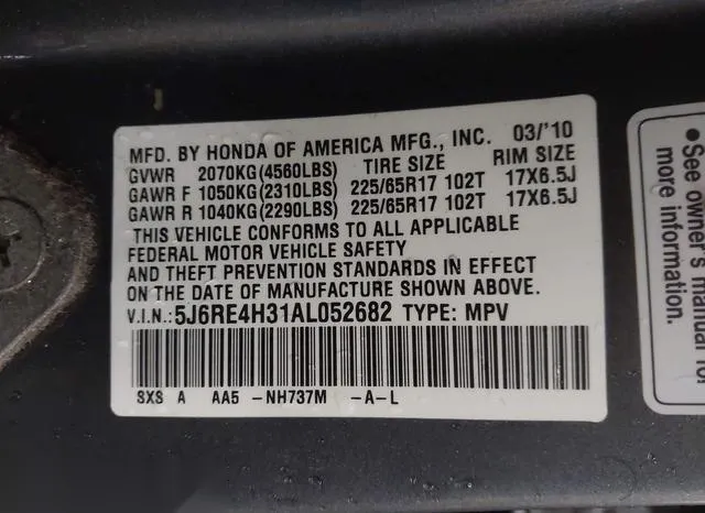 5J6RE4H31AL052682 2010 2010 Honda CR-V- LX 9