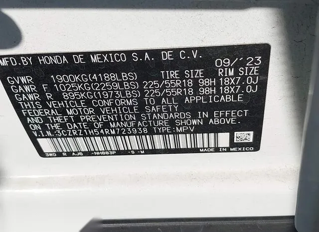 3CZRZ1H54RM723938 2024 2024 Honda HR-V- 2Wd Sport/2Wd Sport 9