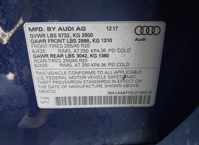 WA1A4AFY8J2104618 2018 2018 Audi SQ5- 3-0T Premium Plus 9