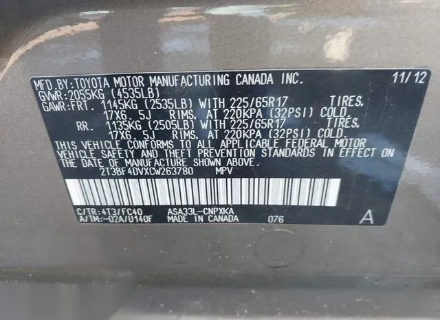 2T3BF4DVXCW263780 2012 2012 Toyota RAV4 9