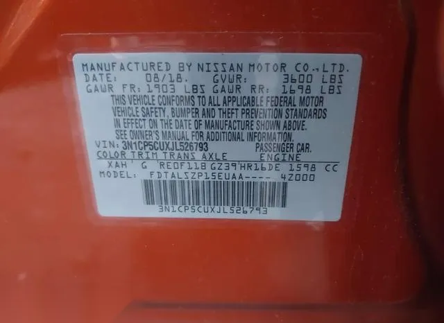 3N1CP5CUXJL526793 2018 2018 Nissan Kicks- SV 9