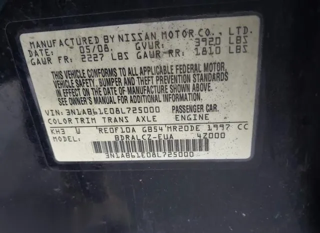 3N1AB61E08L725000 2008 2008 Nissan Sentra- 2-0 9