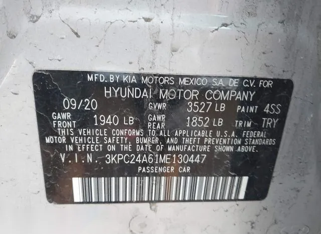 3KPC24A61ME130447 2021 2021 Hyundai Accent- SE 9