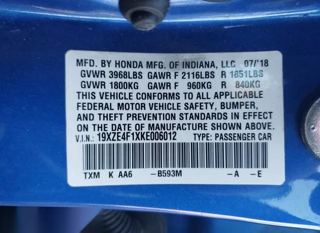 19XZE4F1XKE006012 2019 2019 Honda Insight- LX 9