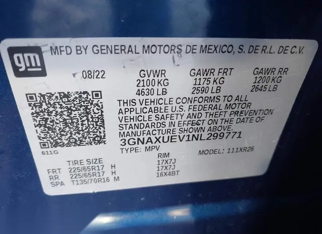 3GNAXUEV1NL299771 2022 2022 Chevrolet Equinox- LT 9