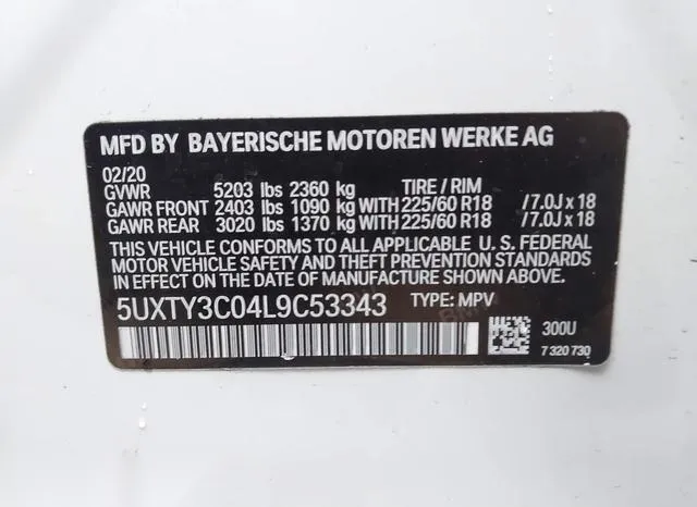 5UXTY3C04L9C53343 2020 2020 BMW X3- Sdrive30I 9