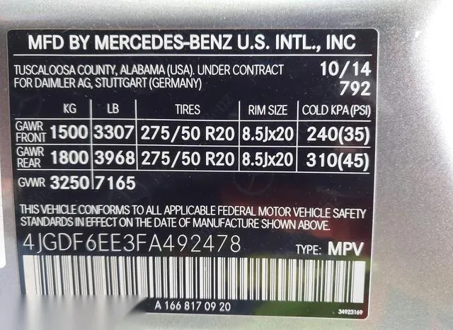 4JGDF6EE3FA492478 2015 2015 Mercedes-Benz GL-Class- 450 4Matic 9