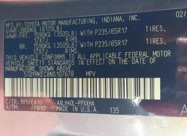 5TDYRKEC8NS107678 2022 2022 Toyota Sienna- Xle 9