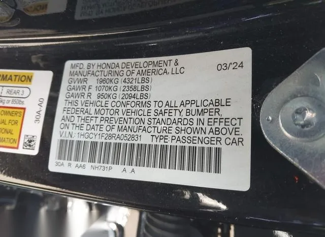 1HGCY1F28RA052831 2024 2024 Honda Accord- LX 9