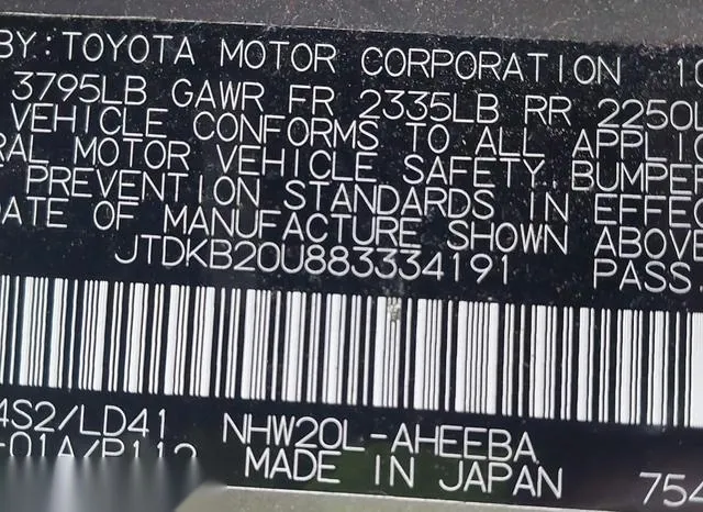 JTDKB20U883334191 2008 2008 Toyota Prius 9