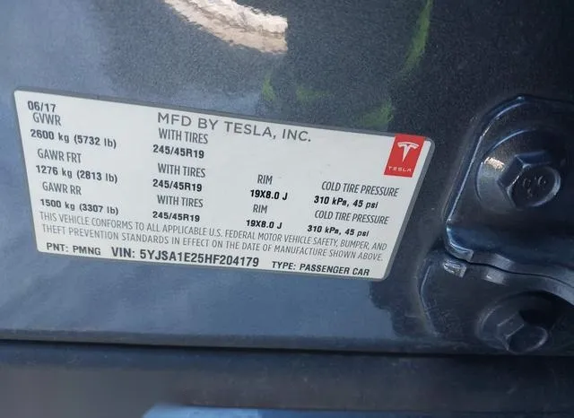 5YJSA1E25HF204179 2017 2017 Tesla Model S- 100D/60D/75D/90D 9