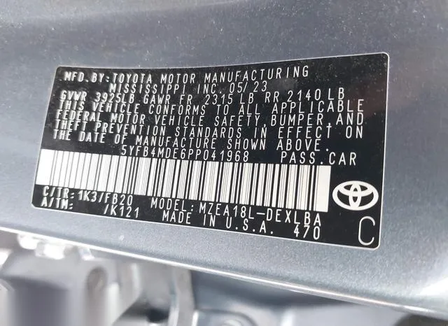 5YFB4MDE6PP041968 2023 2023 Toyota Corolla- LE 9