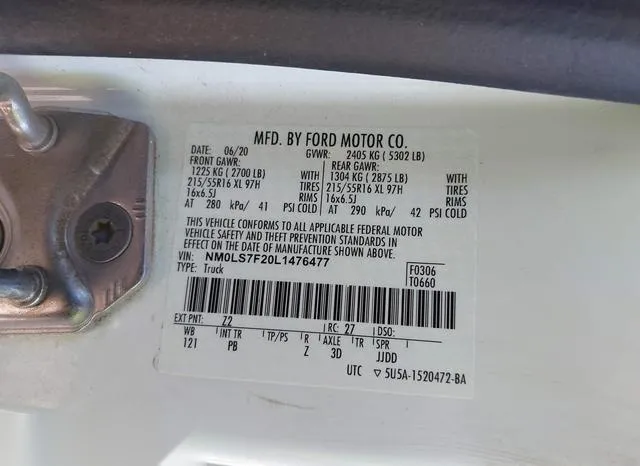 NM0LS7F20L1476477 2020 2020 Ford Transit- Connect Xlt Cargo 9