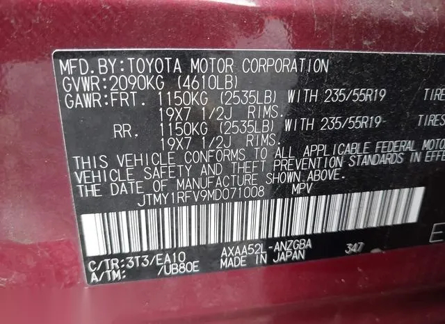 JTMY1RFV9MD071008 2021 2021 Toyota RAV4- Limited 9