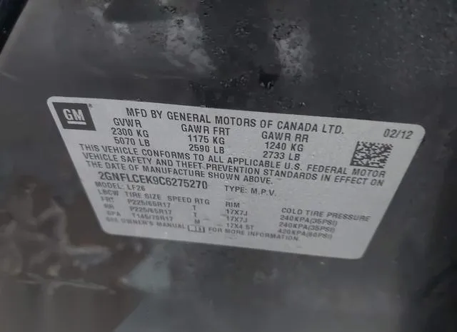 2GNFLCEK9C6275270 2012 2012 Chevrolet Equinox- LS 9