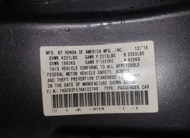 1HGCR2F57HA122749 2017 2017 Honda Accord- Sport 9