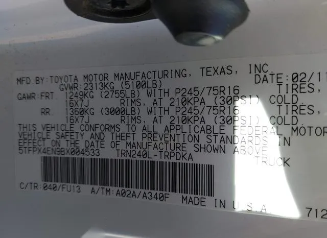 5TFPX4EN9BX004533 2011 2011 Toyota Tacoma 9