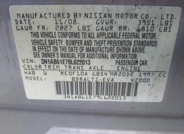 3N1AB61E79L622013 2009 2009 Nissan Sentra- 2-0S 9