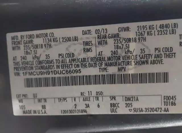 1FMCU9H91DUC66095 2013 2013 Ford Escape- Sel 9