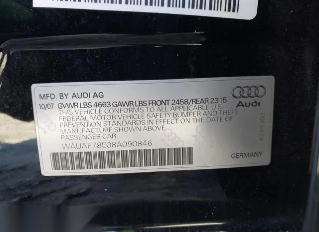 WAUAF78E08A090846 2008 2008 Audi A4- 2-0T/2-0T Special Edition 9