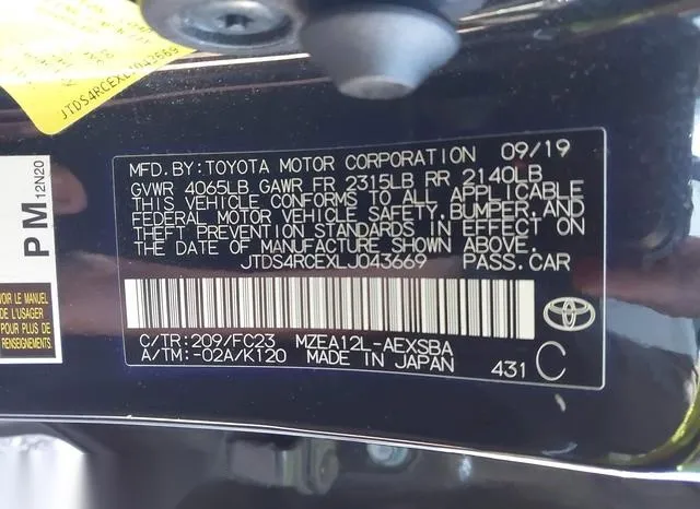 JTDS4RCEXLJ043669 2020 2020 Toyota Corolla- SE 9