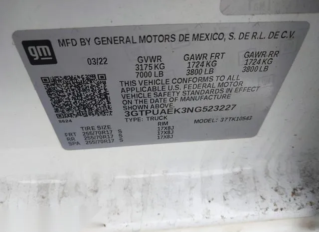 3GTPUAEK3NG523227 2022 2022 GMC Sierra- 1500 4Wd  Short Box 9