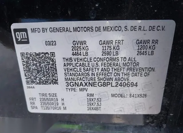 3GNAXNEG8PL240694 2023 2023 Chevrolet Equinox- Premier 9