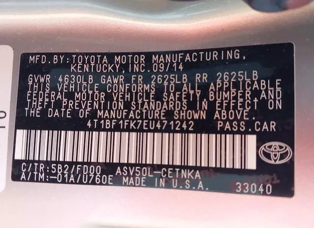 4T1BF1FK7EU471242 2014 2014 Toyota Camry- LE 9