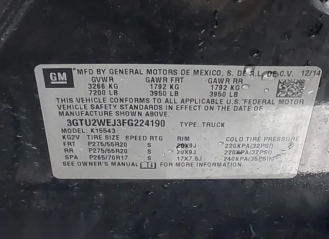 3GTU2WEJ3FG224190 2015 2015 GMC Sierra- 1500 Denali 9