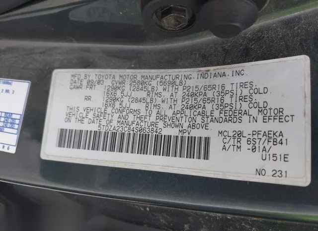 5TDZA23C84S063842 2004 2004 Toyota Sienna- LE 9