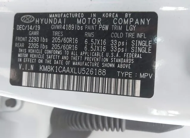 KM8K1CAAXLU526188 2020 2020 Hyundai Kona- SE 9