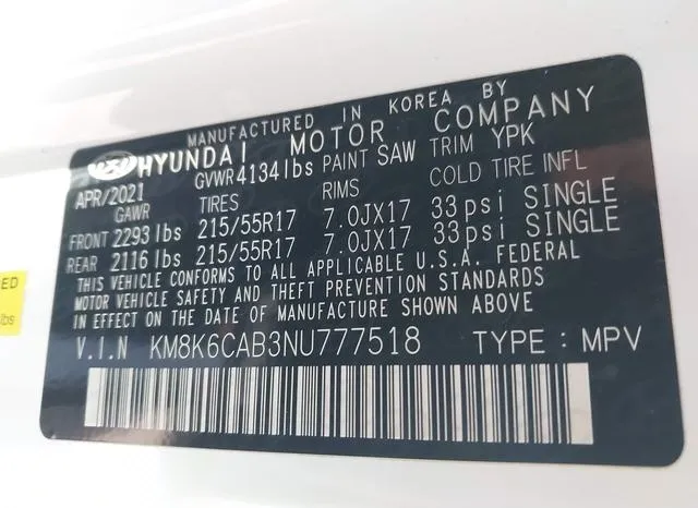 KM8K6CAB3NU777518 2022 2022 Hyundai Kona- Sel 9