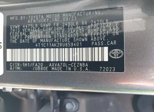 4T1C11AK2RU859401 2024 2024 Toyota Camry- LE 9