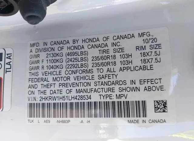 2HKRW1H51LH428534 2020 2020 Honda CR-V- 2Wd Ex 9