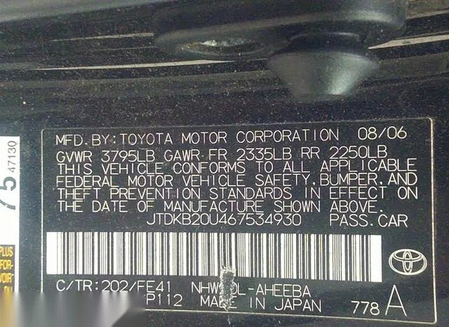 JTDKB20U467534930 2006 2006 Toyota Prius 9