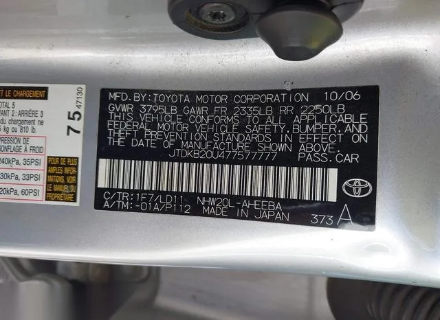 JTDKB20U477577777 2007 2007 Toyota Prius 9