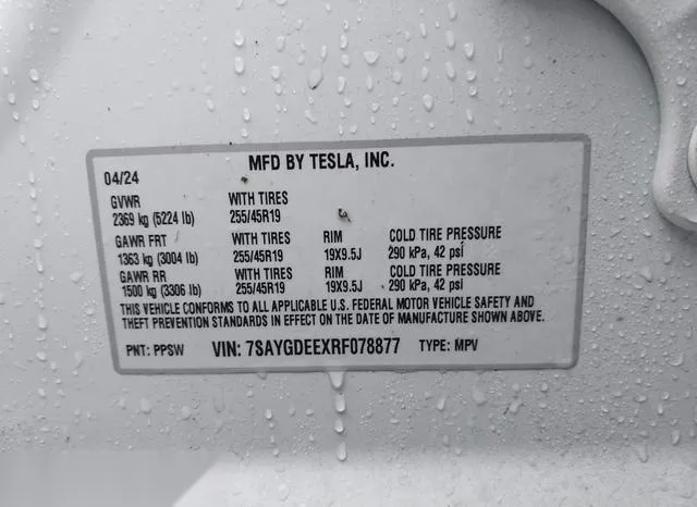 7SAYGDEEXRF078877 2024 2024 Tesla Model Y- Long Range Dual 9