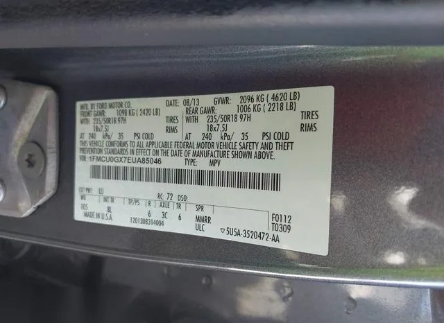 1FMCU0GX7EUA85046 2014 2014 Ford Escape- SE 9