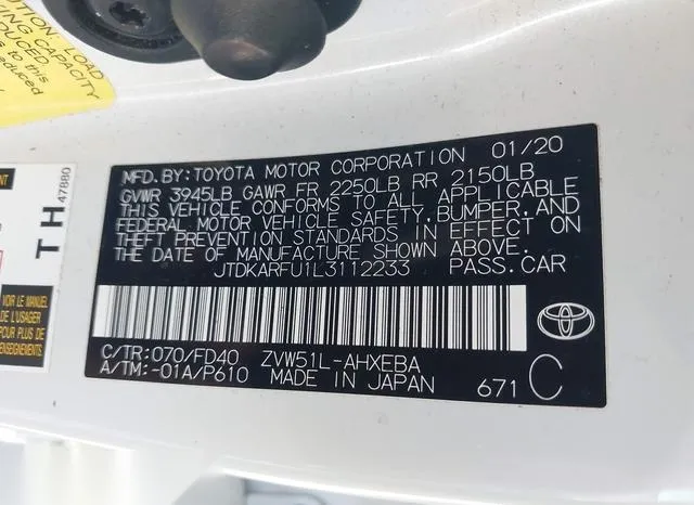 JTDKARFU1L3112233 2020 2020 Toyota Prius- LE 9