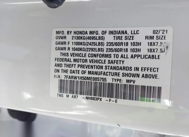 7FARW1H50ME005755 2021 2021 Honda CR-V- 2Wd Ex 9