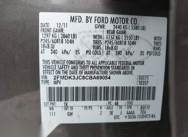 2FMDK3JC8CBA69054 2012 2012 Ford Edge- Sel 9