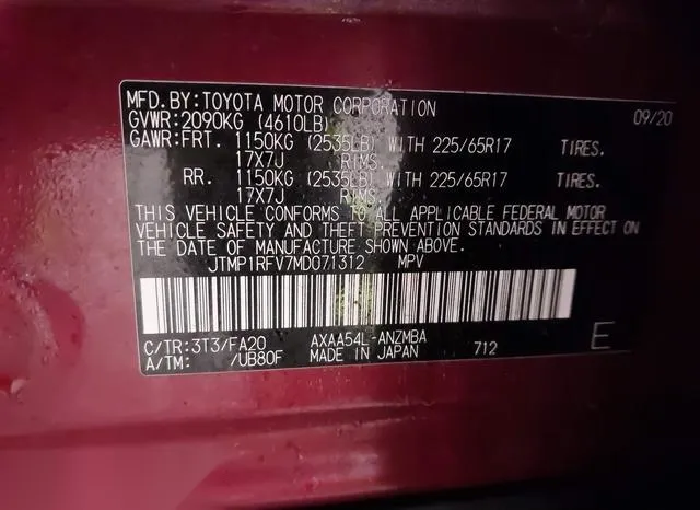 JTMP1RFV7MD071312 2021 2021 Toyota RAV4- Xle 9