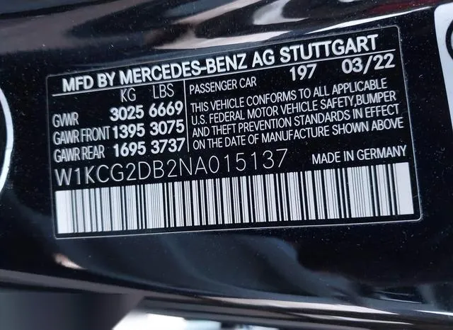 W1KCG2DB2NA015137 2022 2022 Mercedes-Benz EQS 450- 9