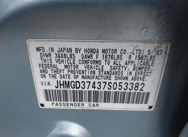 JHMGD37437S053382 2007 2007 Honda Fit 9