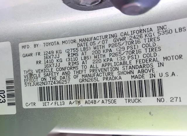 5TEJU62N37Z436257 2007 2007 Toyota Tacoma- Double Cab Preru 9