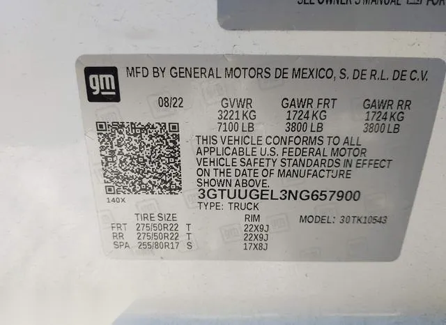 3GTUUGEL3NG657900 2022 2022 GMC Sierra- 1500 4Wd  Short Box 9