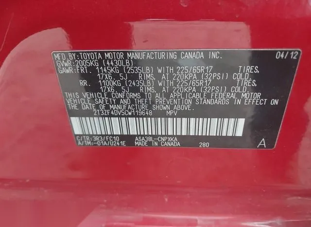 2T3ZF4DV5CW119648 2012 2012 Toyota RAV4 9