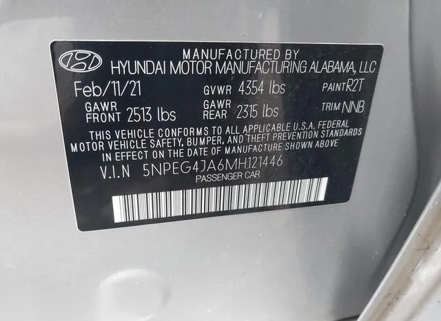 5NPEG4JA6MH121446 2021 2021 Hyundai Sonata- SE 9